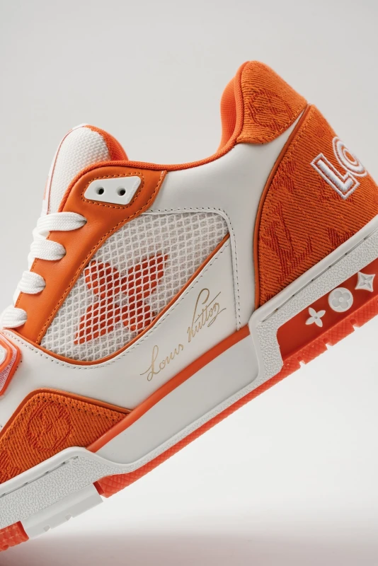 Louis Vuitton Monogram Orange and White Luxury Designer Sneakers