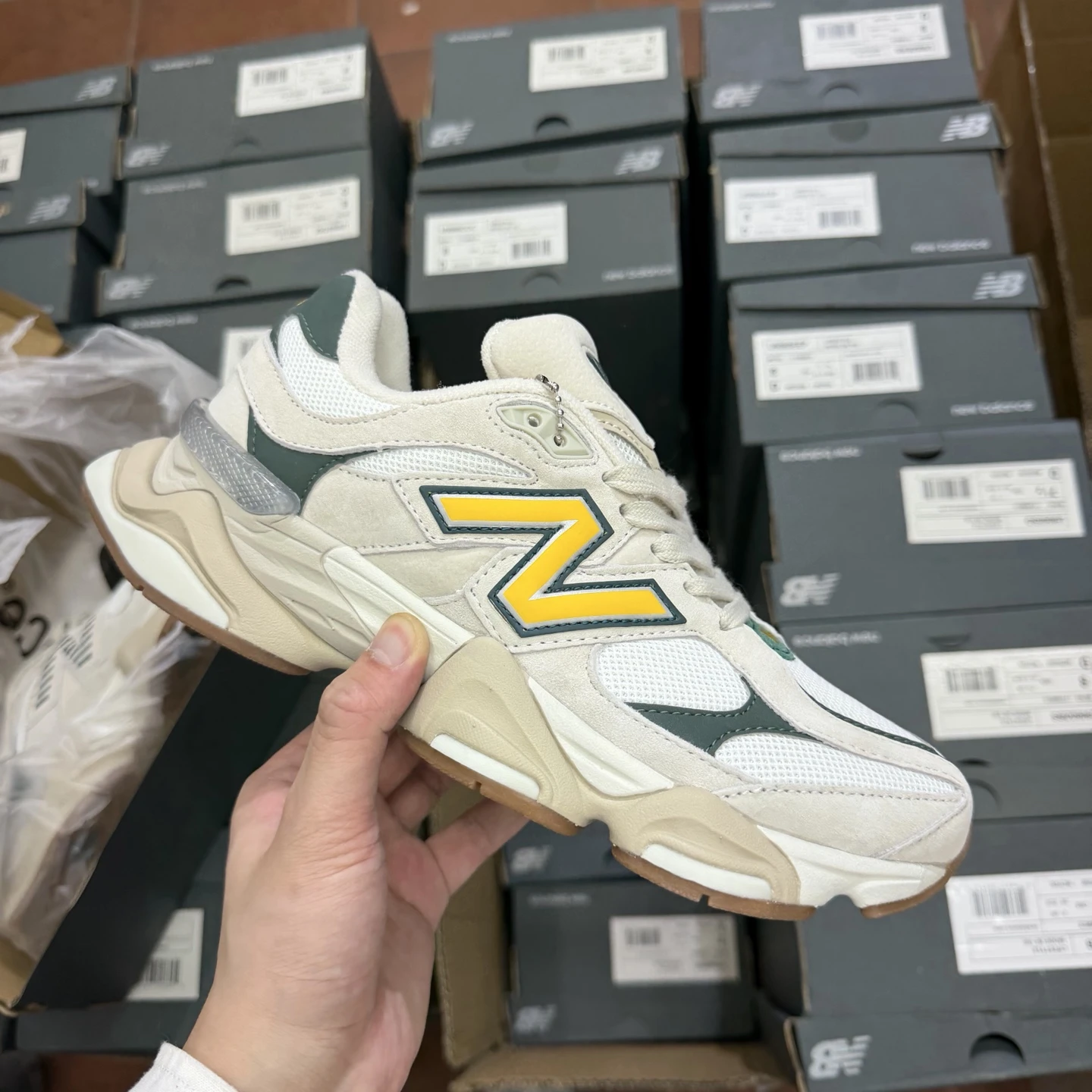 New Balance Cream Yellow Chunky Sneakers