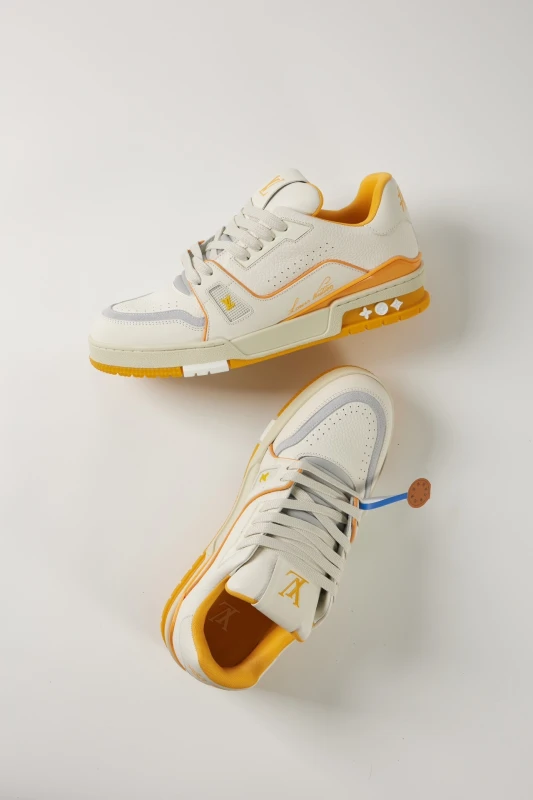 Louis Vuitton White & Yellow Luxury Fashion Sneakers