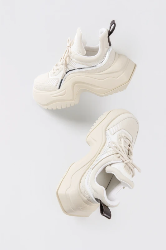 Louis Vuitton Ivory Wave Platform Sneakers – Cream Beige Chunky Luxury Trainers