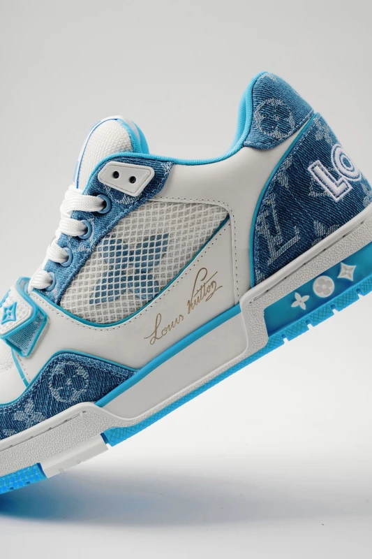 Louis Vuitton Monogram Sky Blue and White Luxury Designer Sneakers