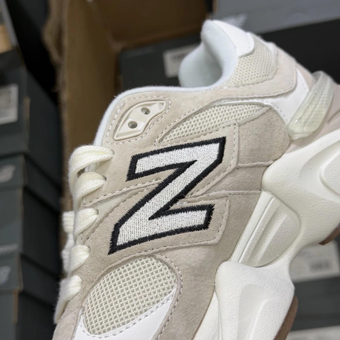 New Balance Cream Leopard Chunky Sneakers