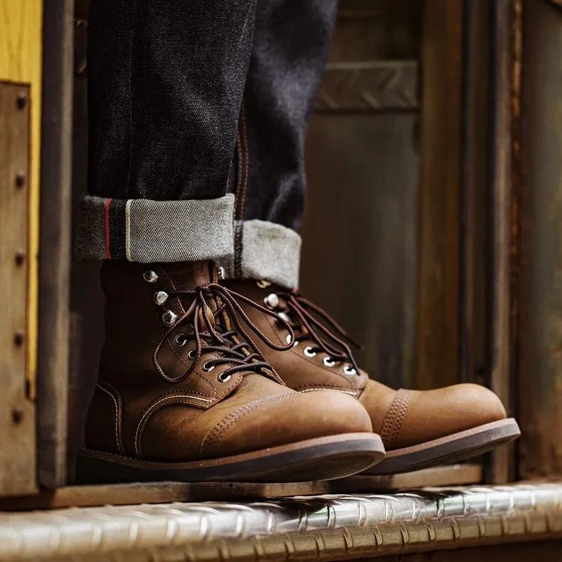 Vintage Leather Motorcycle & Workwear Boots for Men