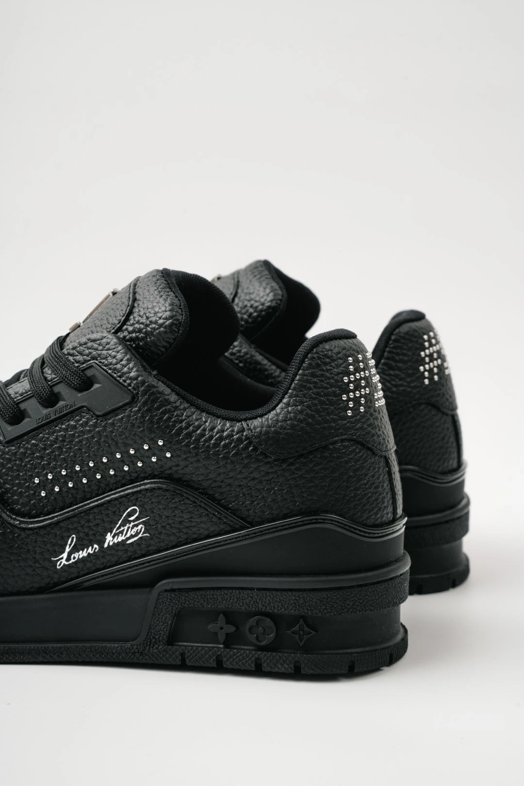 Louis Vuitton Black Luxury Rhinestone Low-Top Sneakers for Men & Women