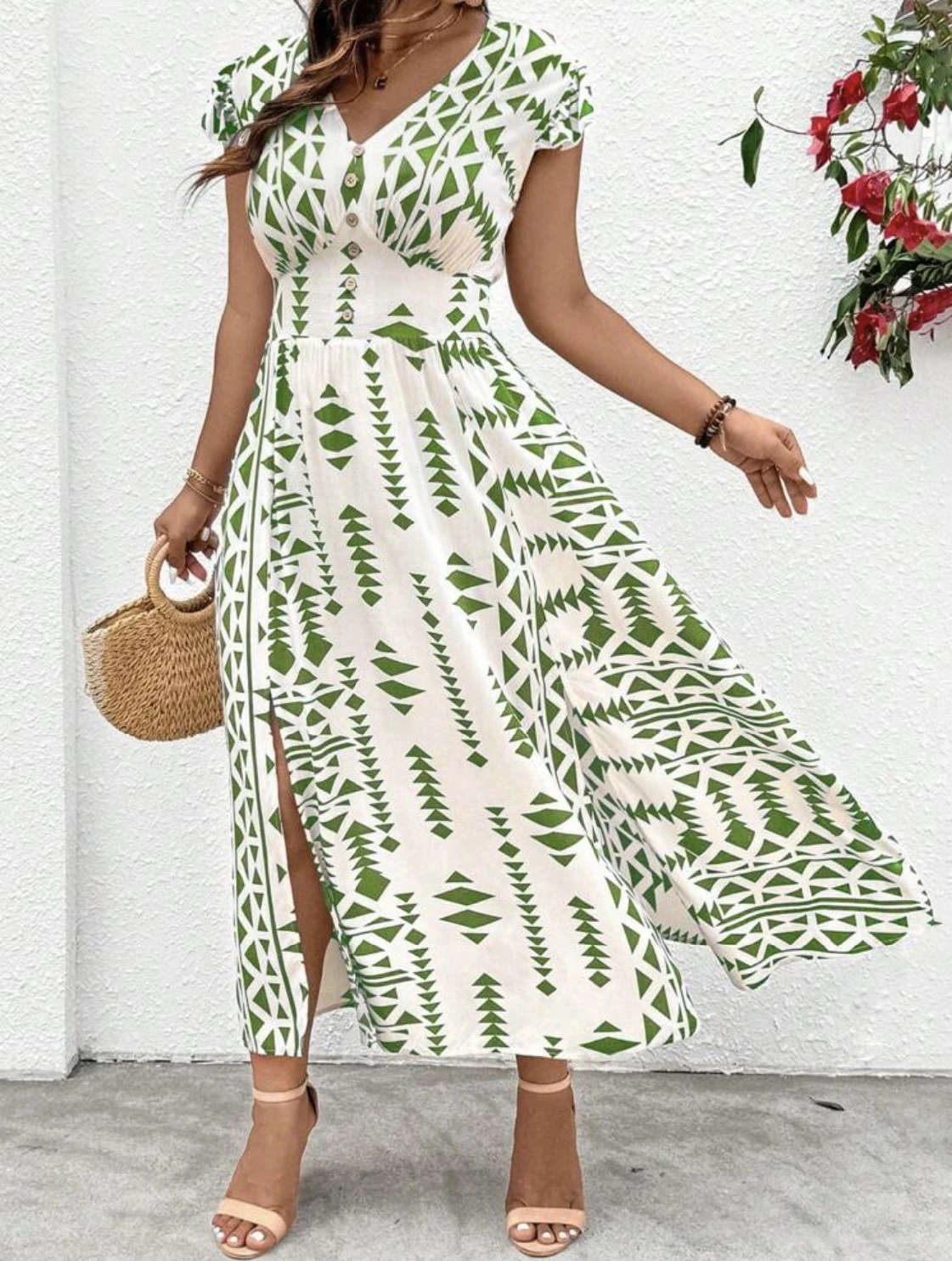 Elegant Women's Midi Dress - Chic Floral Print Casual Fit