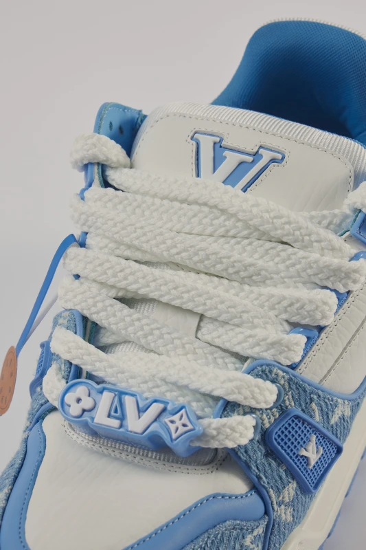 Louis Vuitton Monogram Denim Trainer Sneakers – Sky Blue Luxury Streetwear Shoes