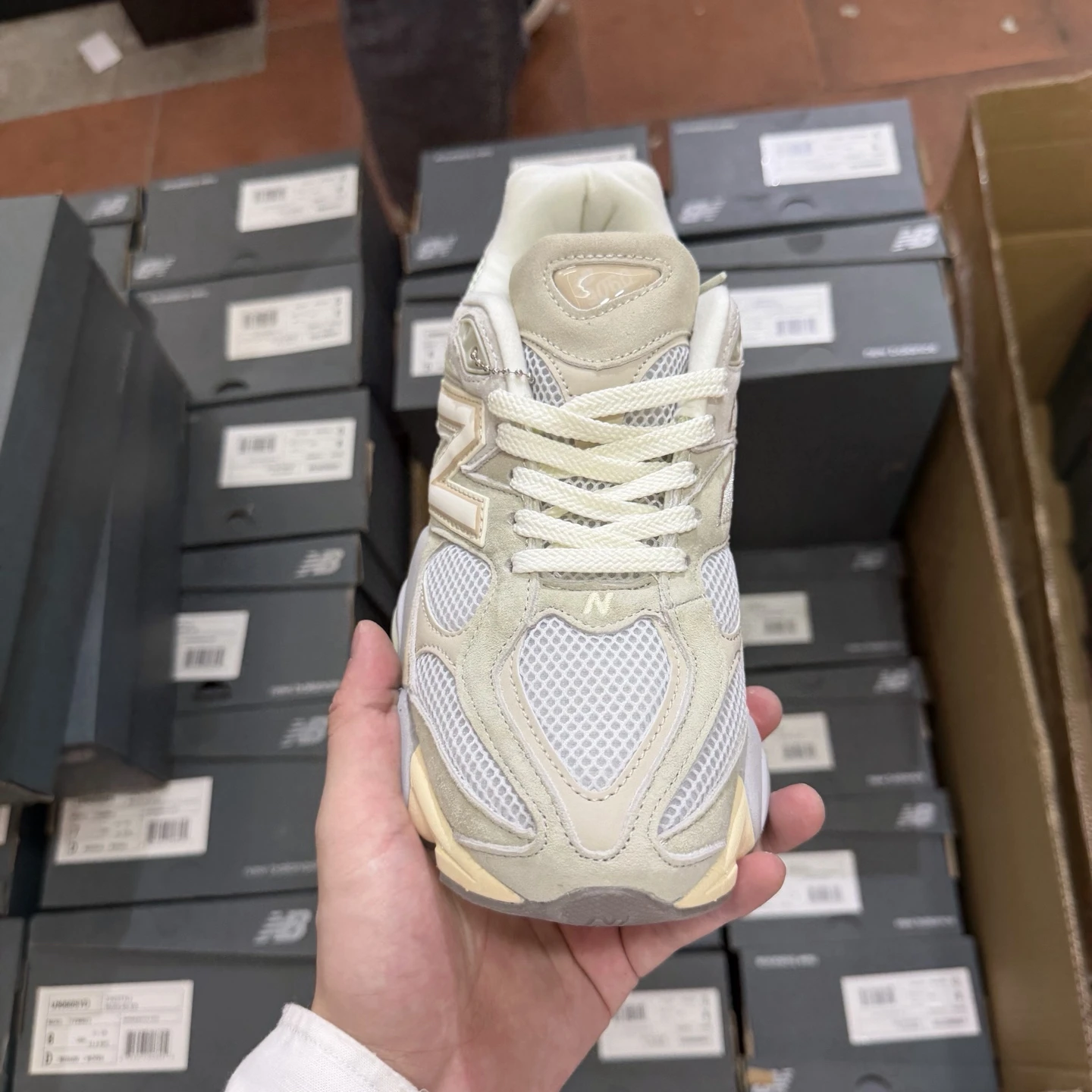 New Balance Cream Sage Chunky Sneakers