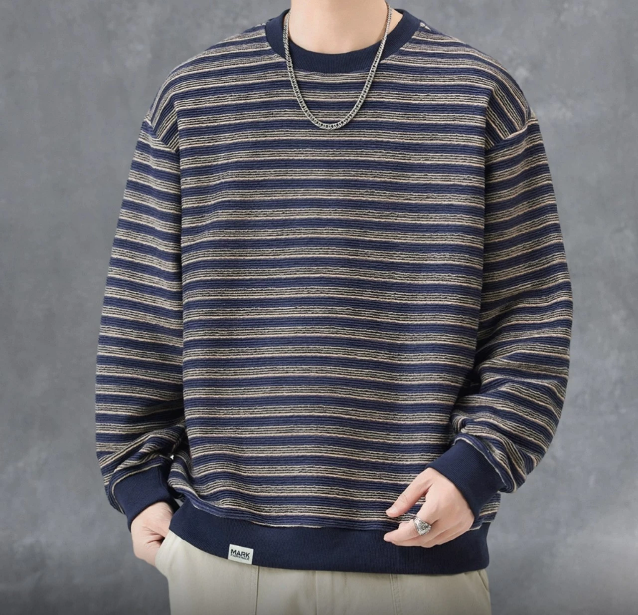 Classic Striped Crewneck Sweater for Men & Women | Soft Cotton Blend