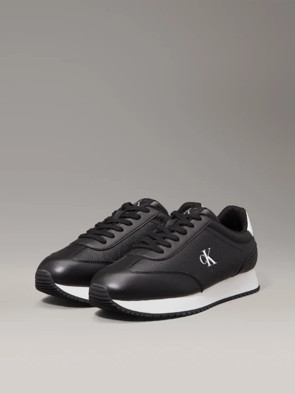 Calvin Klein Jeans Men’s Black Leather Sneakers