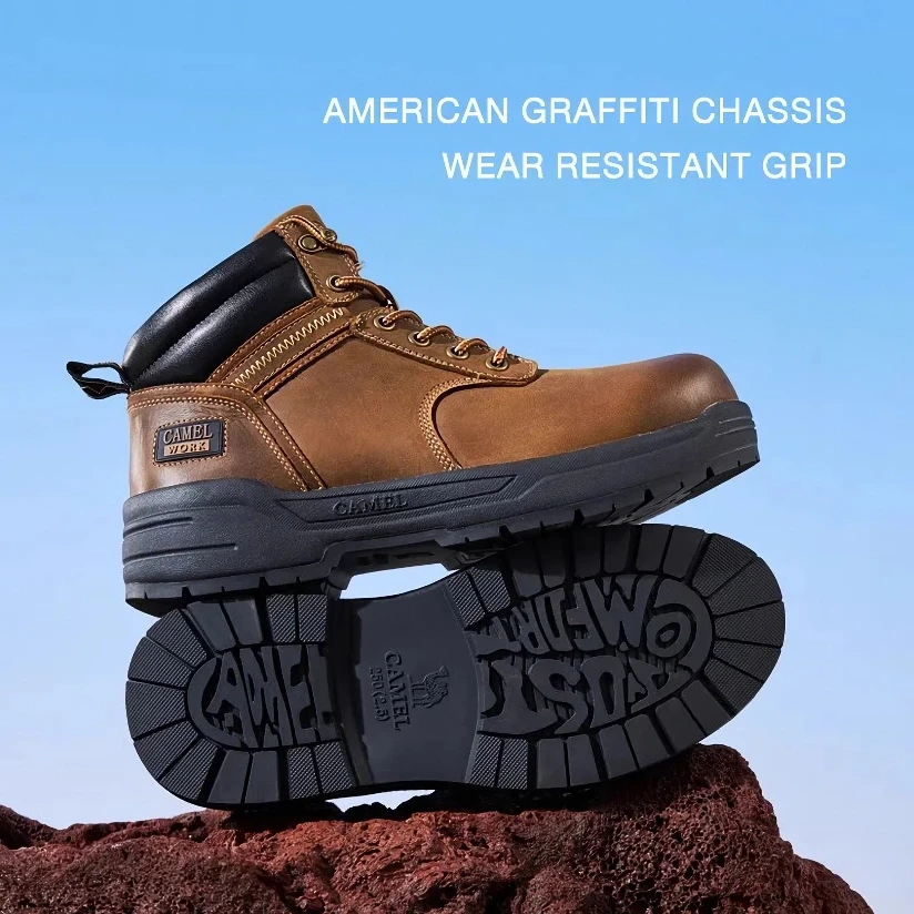 Golden Camel Men's Waterproof Hiking Boots - Thick-Soled, Non-Slip Genuine Leather Retro Winter Shoes