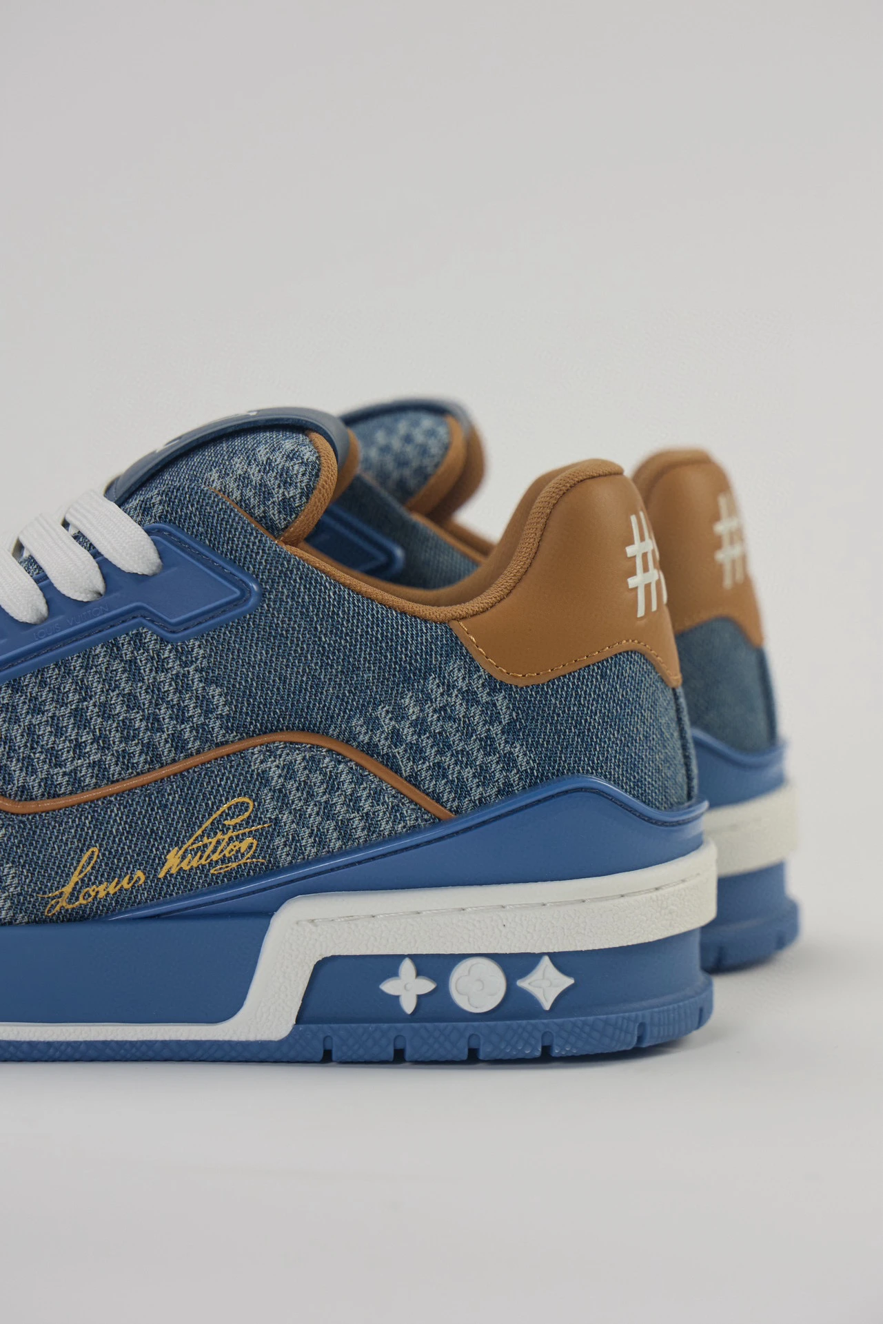 Louis Vuitton Blue & Brown Denim Pattern Low-Top Sneakers