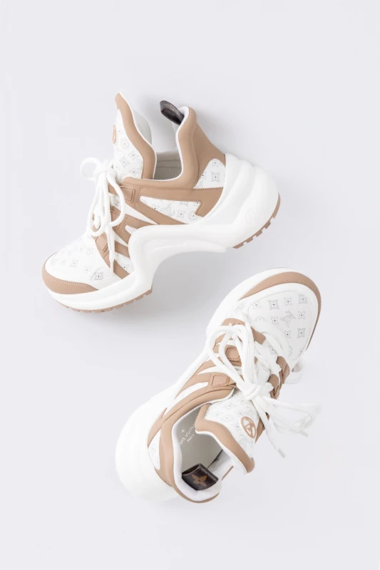 Louis Vuitton Nude Monogram Wave Platform Sneakers – Luxury Chunky Designer Trainers