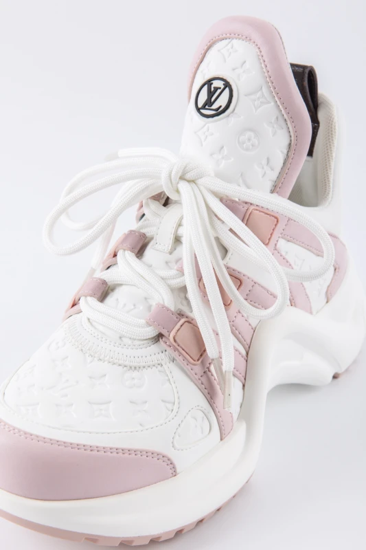 Louis Vuitton Archlight Pink Monogram Sneakers – White Blush Platform Shoes