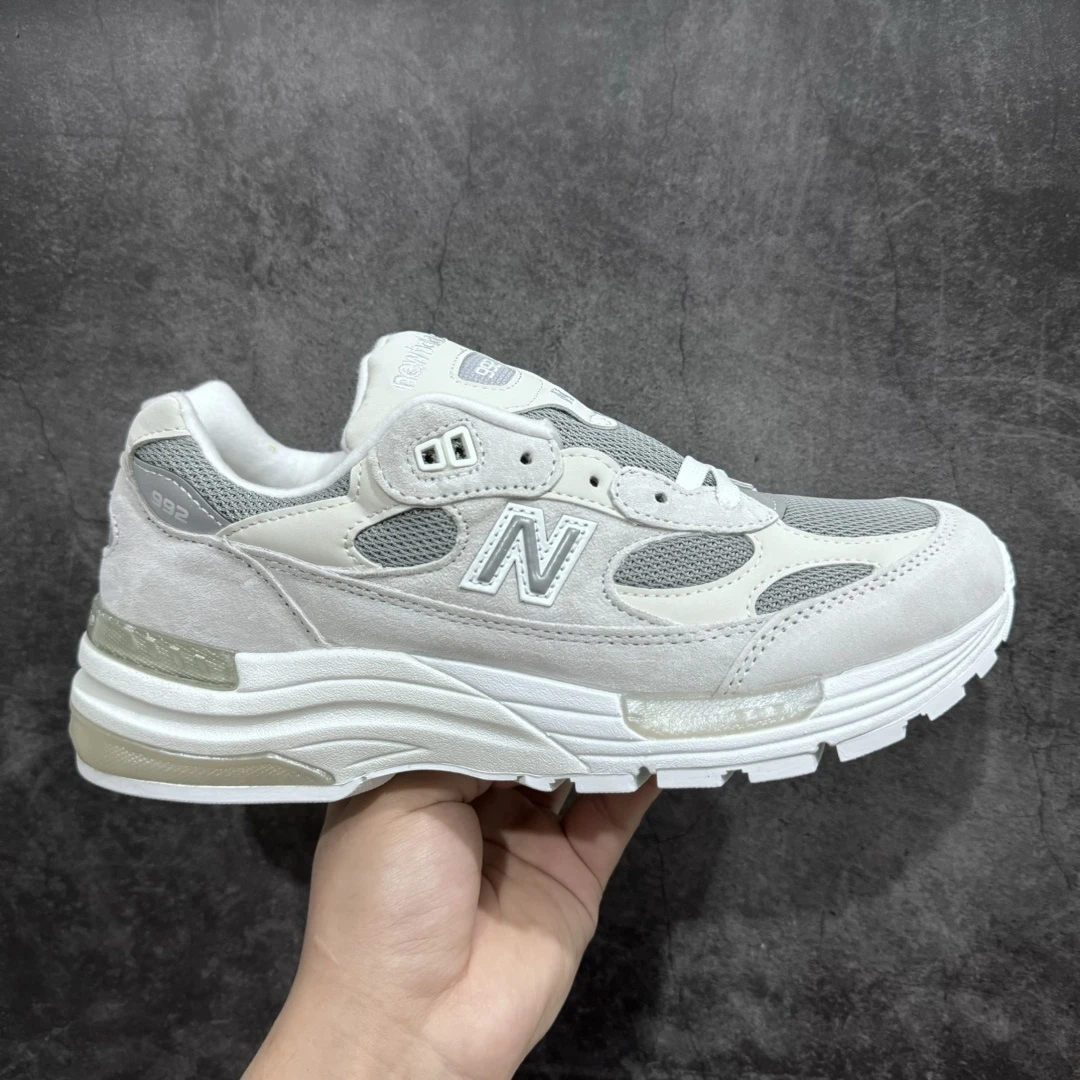 New Balance 992 Triple White Retro Sneakers