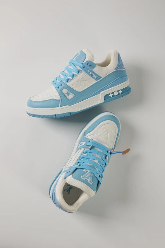 Louis Vuitton Baby Blue & White Luxury Low-Top Sneakers
