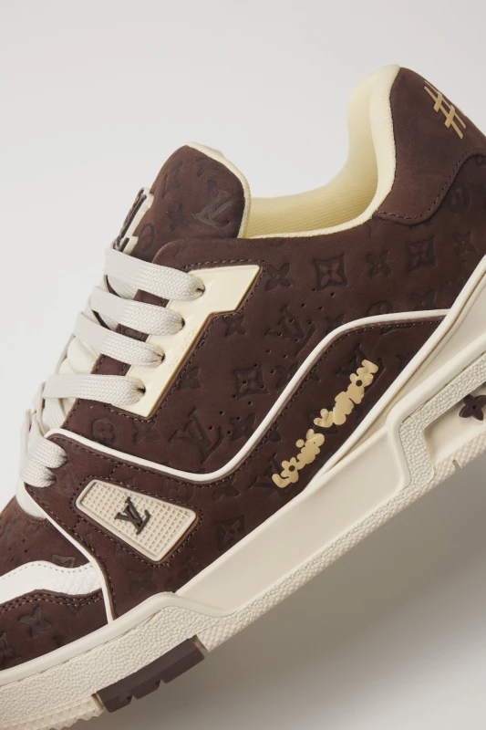 Louis Vuitton Dark Brown Monogram Embossed Low-Top Sneakers