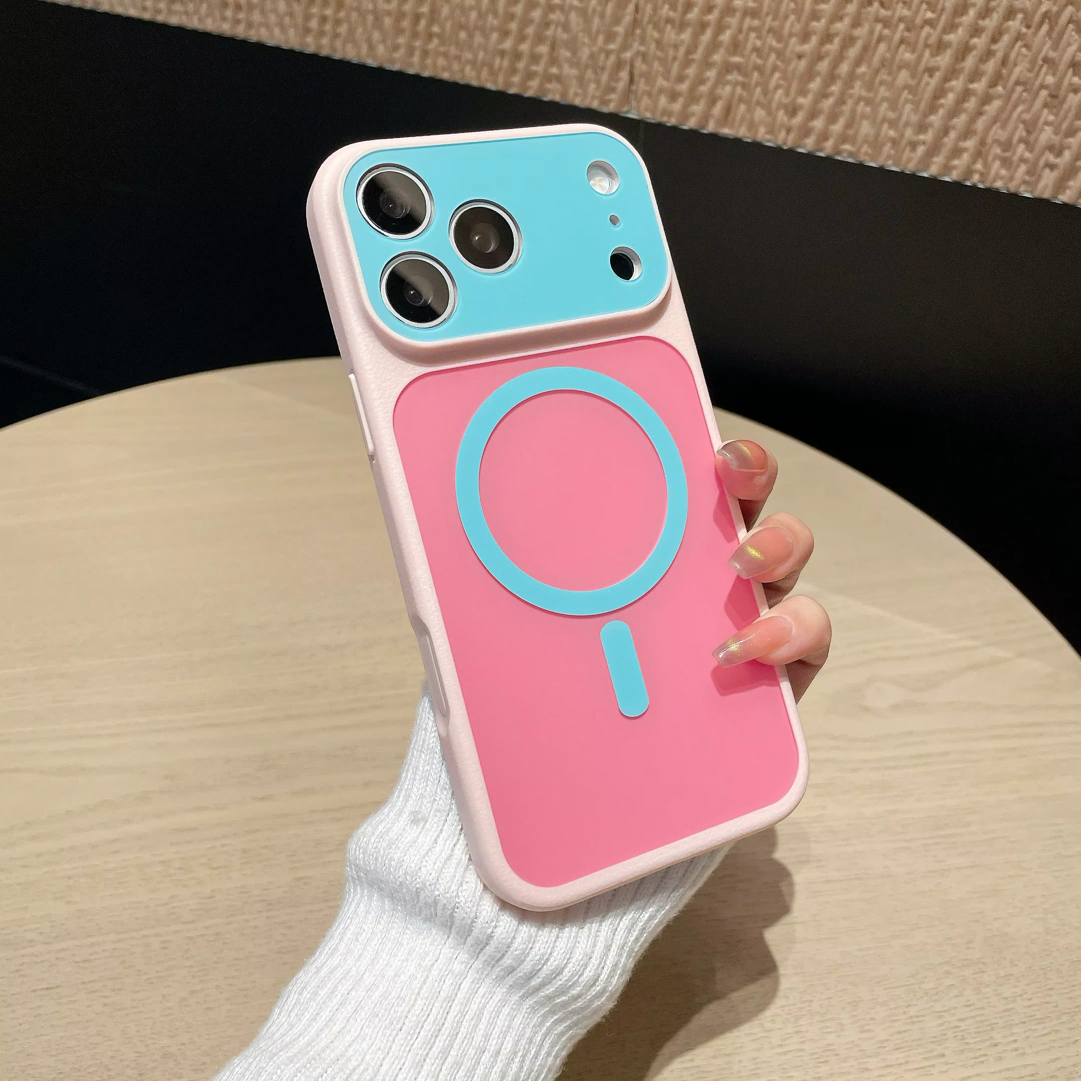 iPhone 14 Plus/15 Plus Dopamine Imitation Magnetic Case - Ice blue