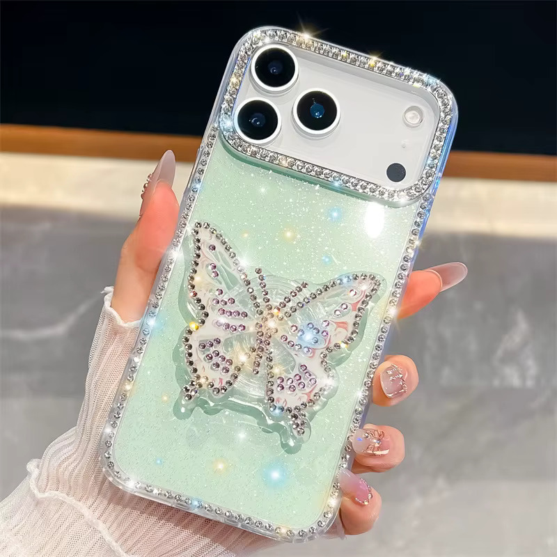 iPhone 12 Pro Max/13 Pro Max Butterfly POP Socket Case - Green