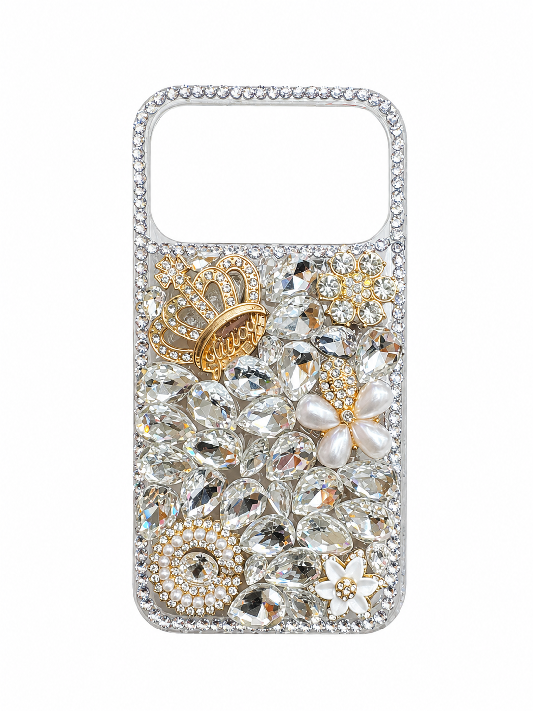 iPhone 15 Pro Max Crown Pearl Diamond Case - Silver
