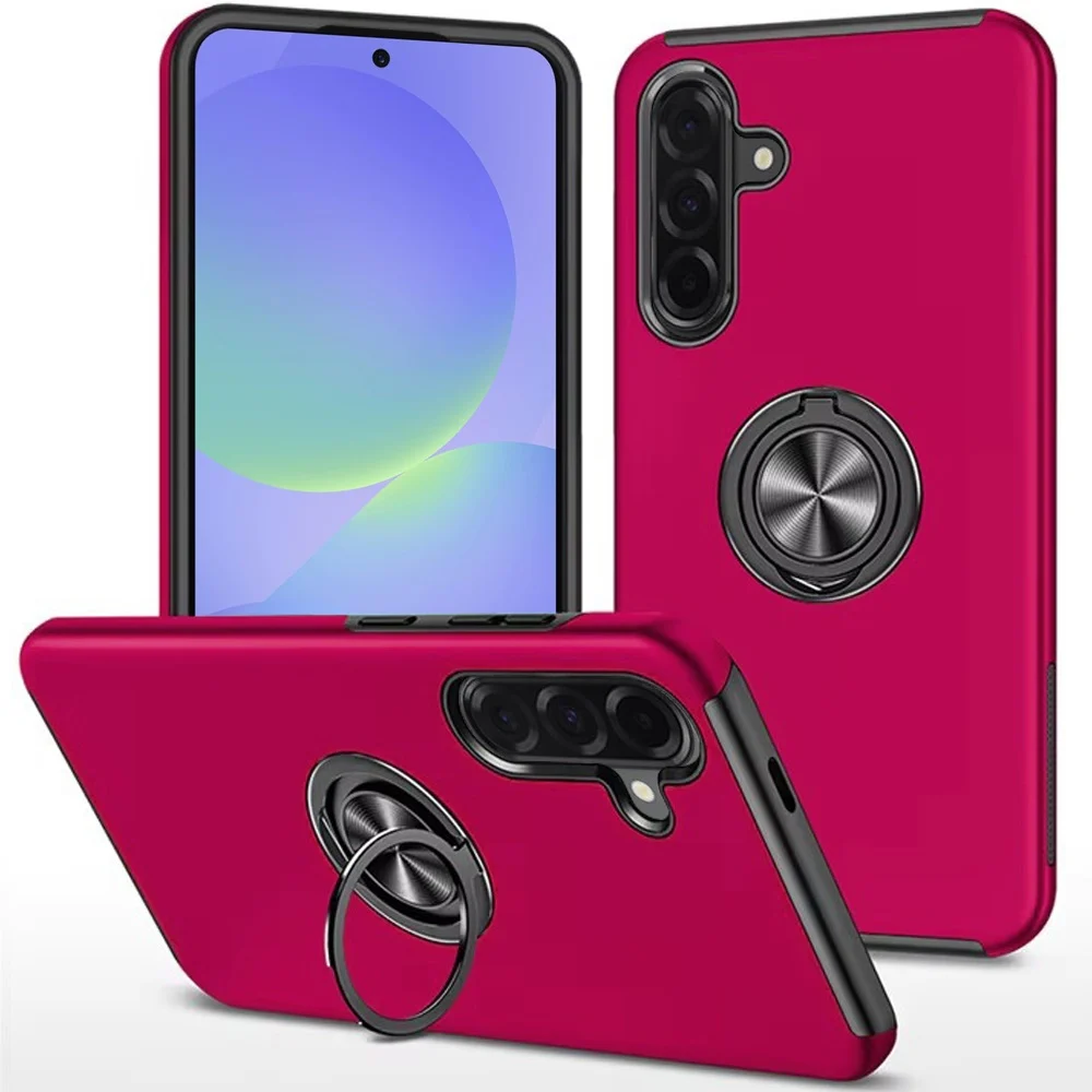 Samsung Galaxy A37 / A36 CHIEF Oil Painted Magnetic Ring Stand Hybrid Case Cover - Hot Pink