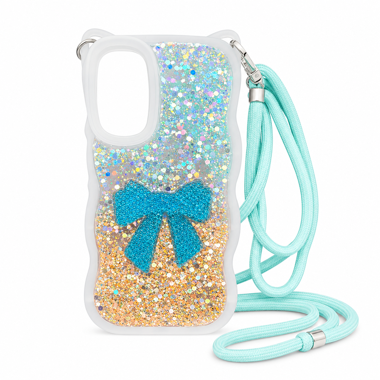 Samsung A16/A17 5G Epoxy Bowknot Case & Rope - Blue