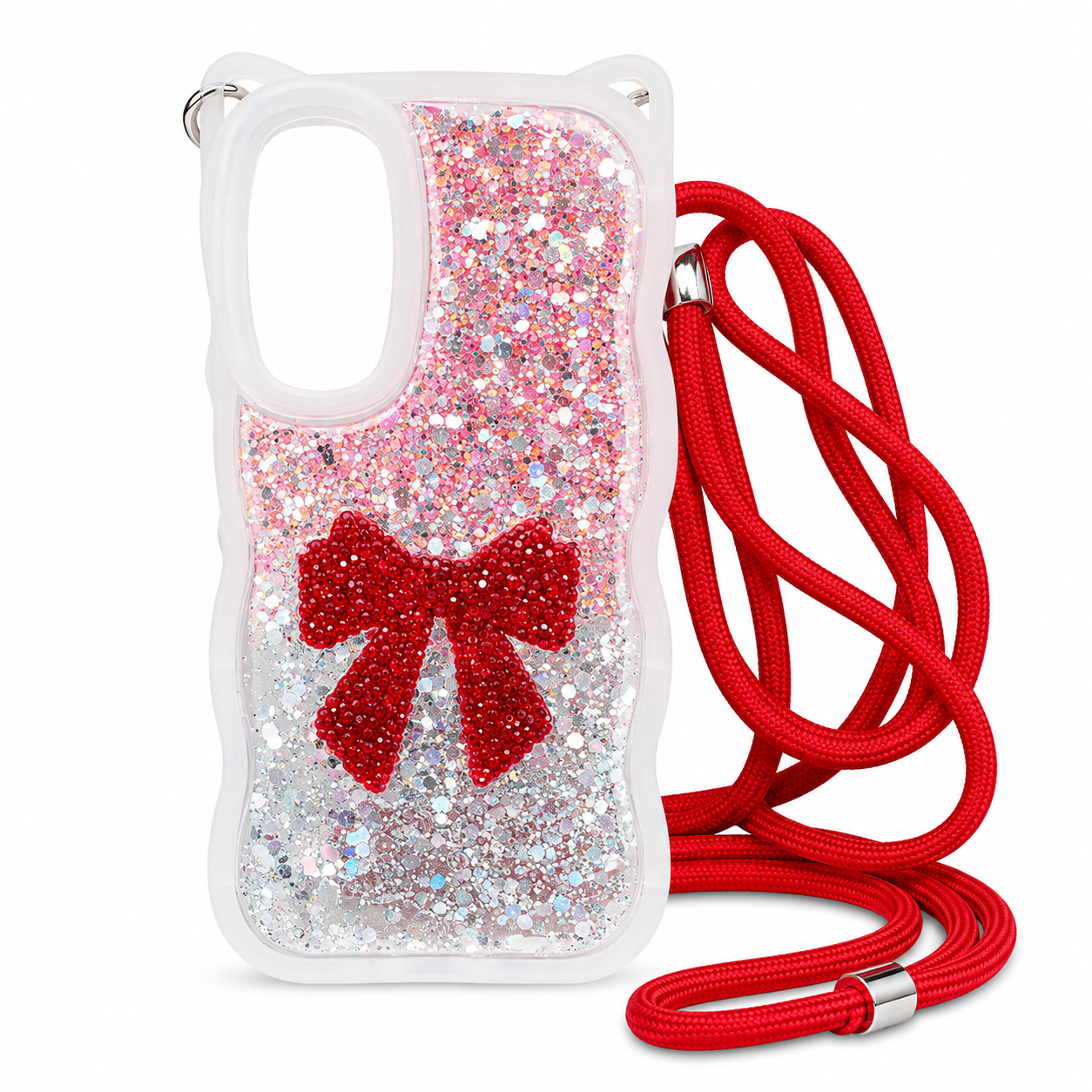 Samsung A14 5G Epoxy Bowknot Case & Rope - Red