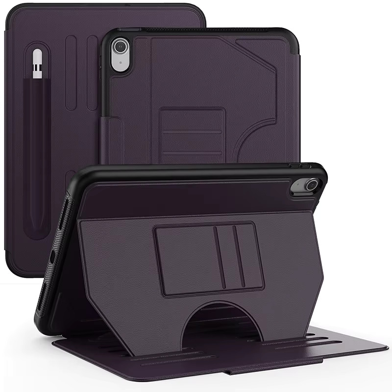 iPad 10th Gen/11th Gen (10.9") Leather-B Magnetic Foldable Tablet Case | Purple