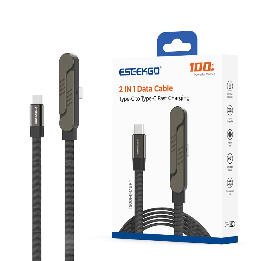 ESEEKGO G-18B 1.5M/5FT Knife Stand Bracket Type-C to Type-C Data Cable | Black