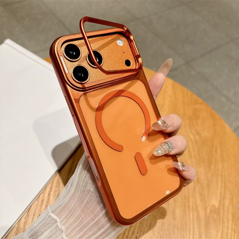 Samsung S26 Ultra Electroplated Metal Len Magnetic Case - Orange