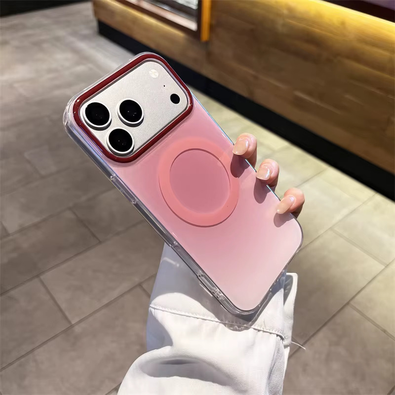 iPhone 16 Pro Max Gradient Flat Magnetic Case - Wine red