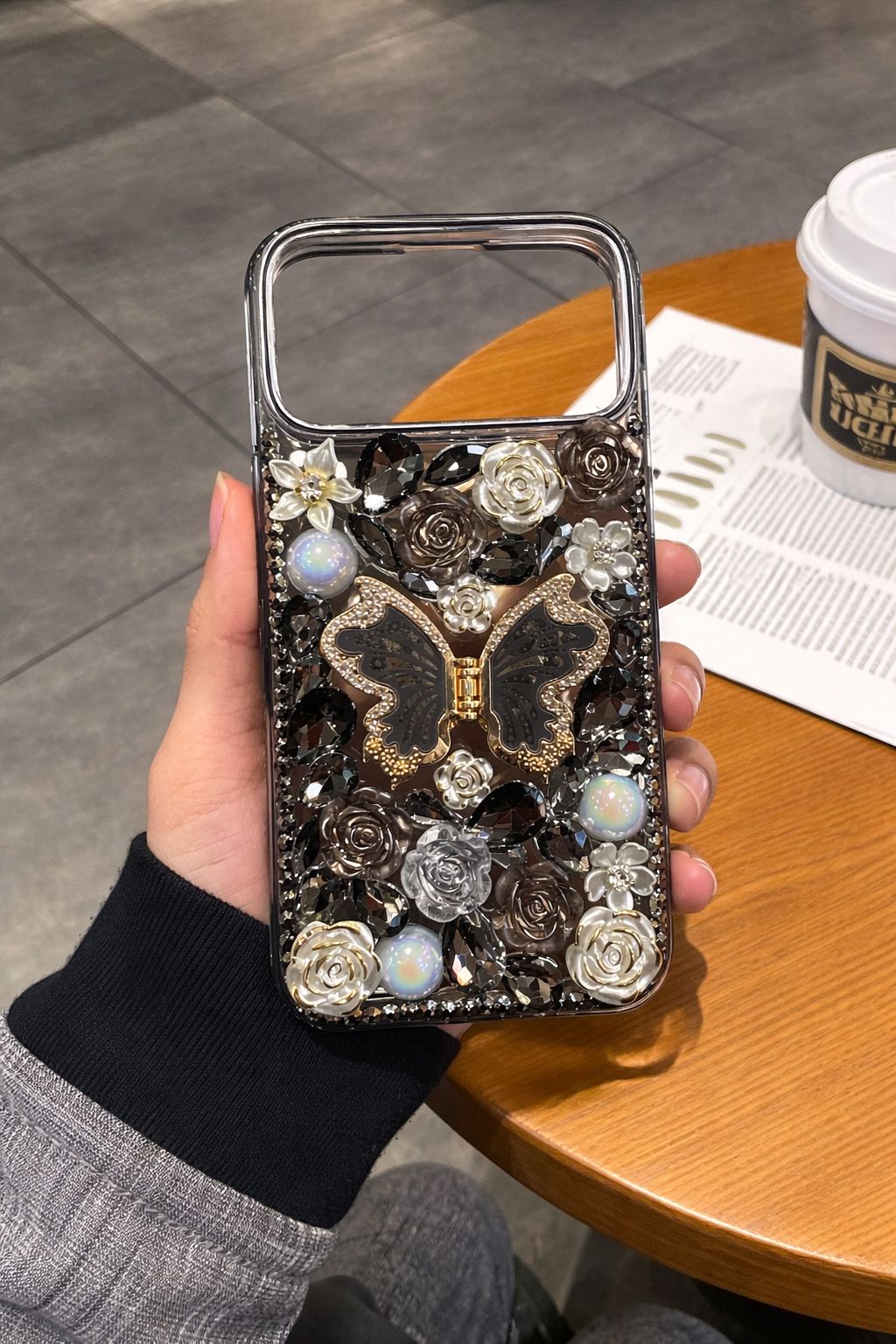 Samsung S25 Ultra Colorful Diamond Butterfly Case | Black