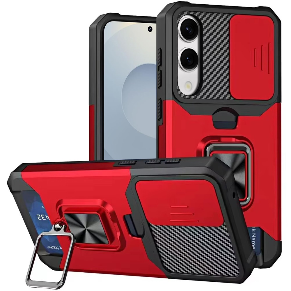 Samsung A54 Ring Card Invisible Push Window Case | Red