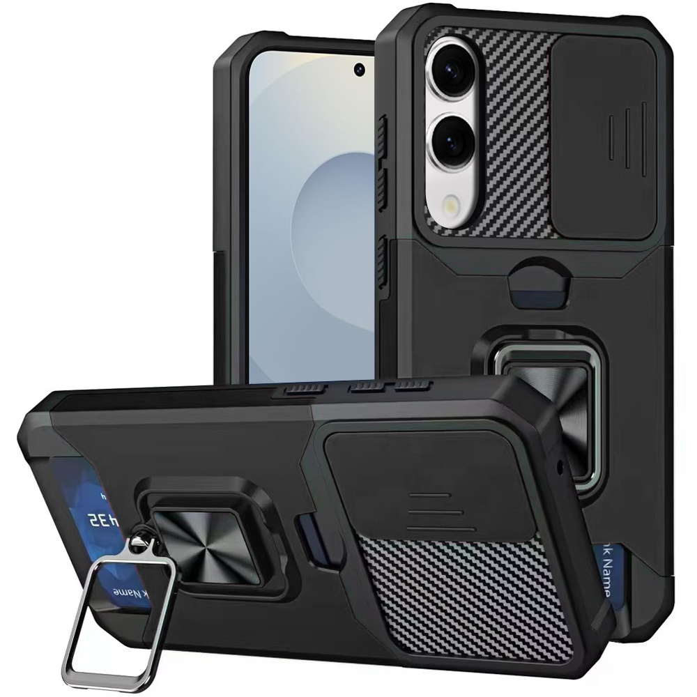 Samsung A54 Ring Card Invisible Push Window Case | Black
