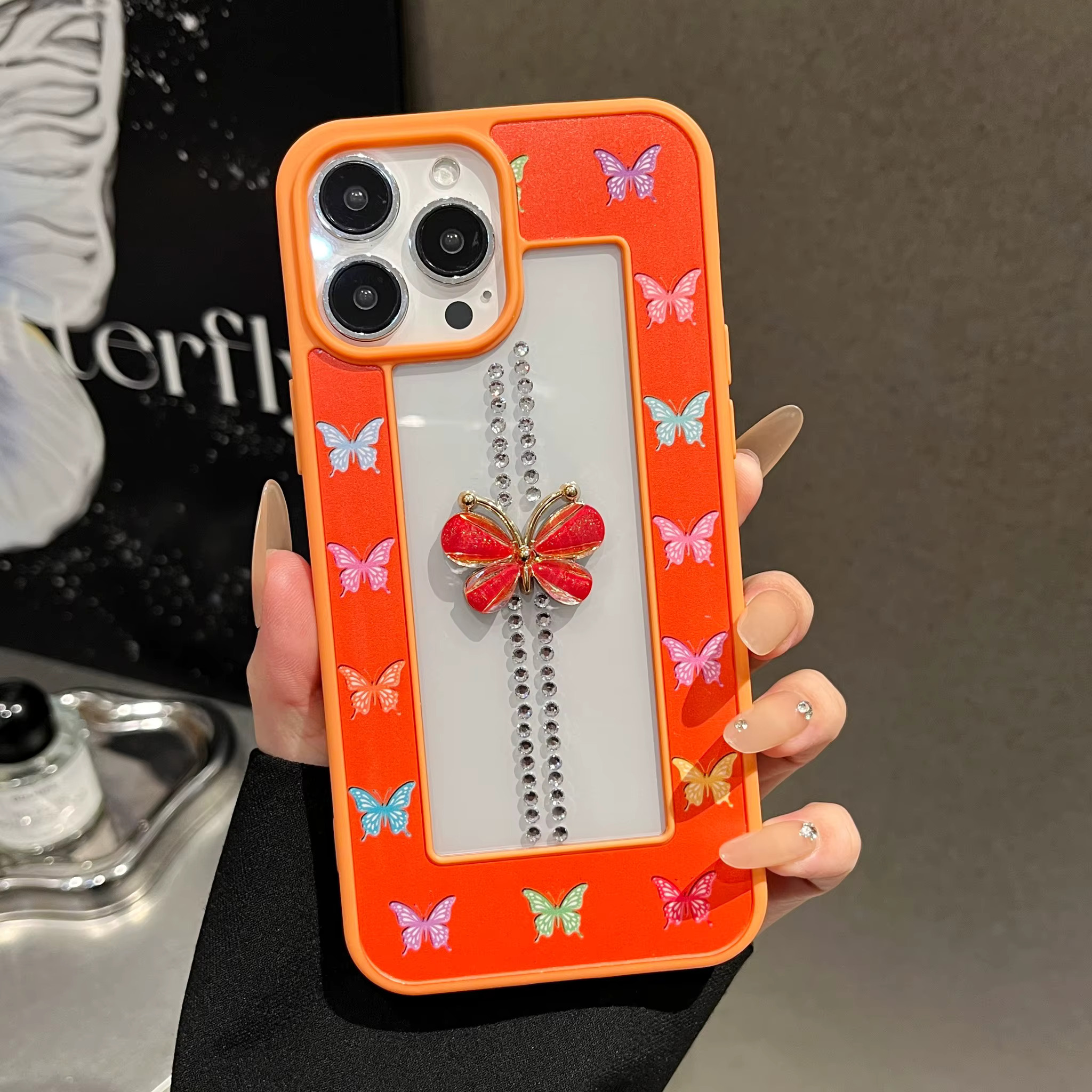 iPhone 12/12 Pro Butterfly Frame Case - Orange