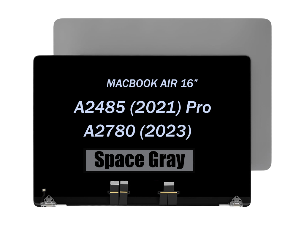 MacBook Pro 16" A2485 (2021) Pro / A2780 (2023) Premium LCD Screen Assembly (Space Gray)