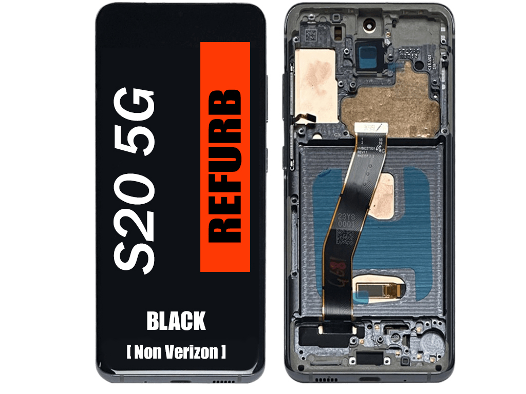 SAMSUNG S20 5G (G980) (REFURBISHED OLED ASSEMBLY WITH FRAME) (BLACK) (NON VERIZON)