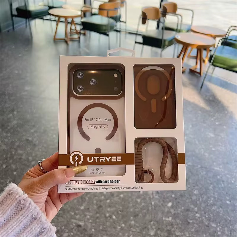 iPhone 17 Pro Max/18 Pro Max Matte Candy Case with Card Holder & Rope | Brown