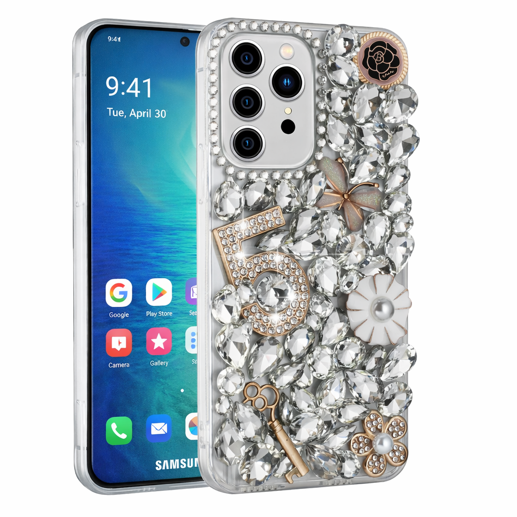 Samsung Z Flip 7 (Silver) 5 Crystal Diamond Case