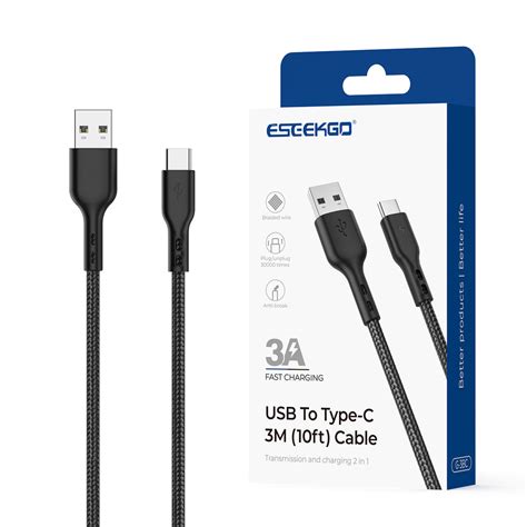 ESEEKGO G-3BC Nylon Braided 3.0A 3M (10FT) USB to Type-C Data Cable