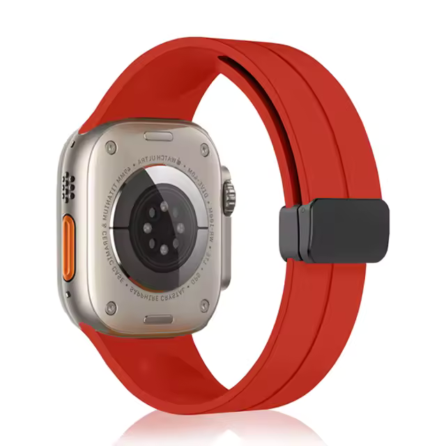 Apple Watch Size 42/44/45/46/49mm Silicone Band (Magnetic Closure) | Red (Premium Pack)