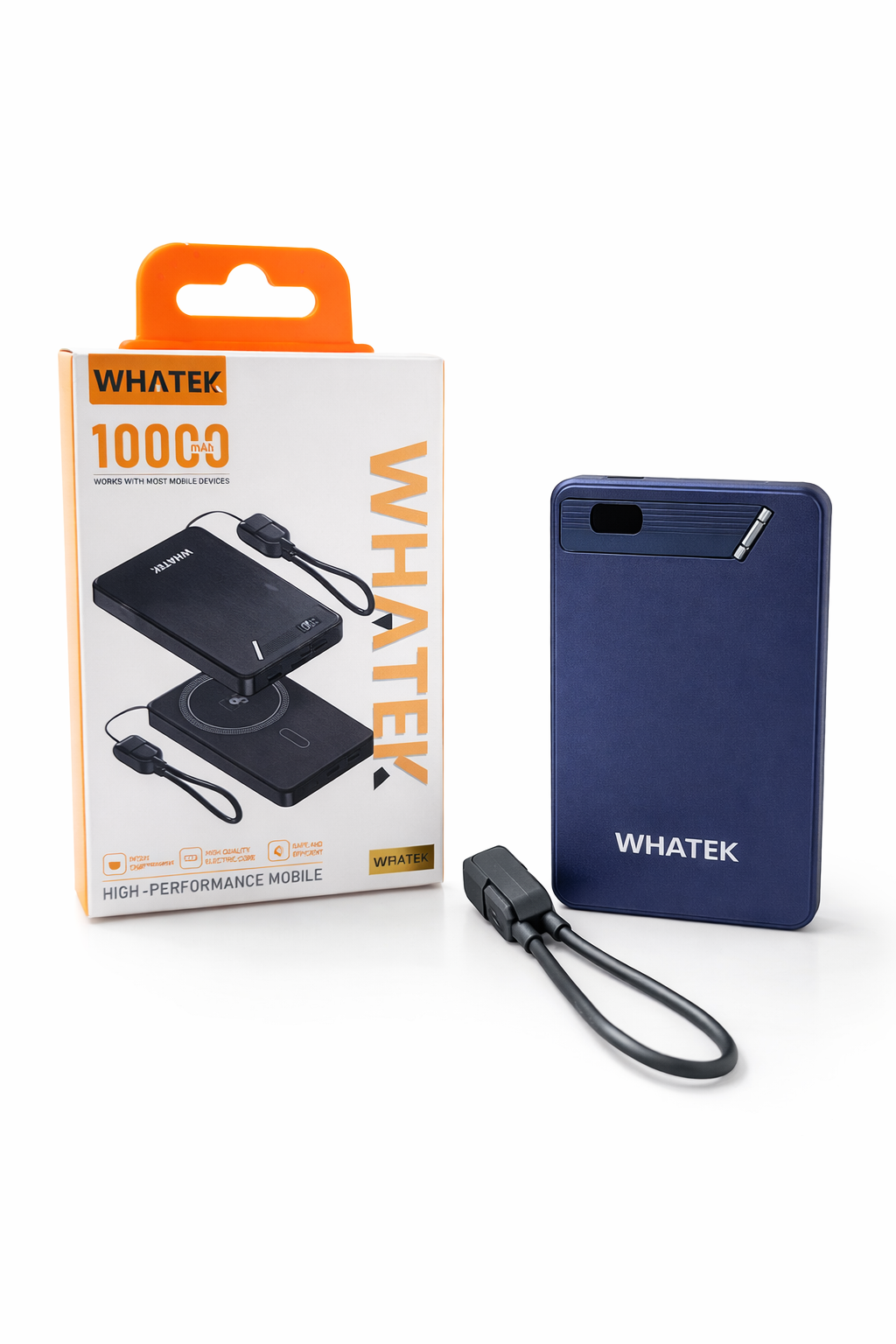 WP-103 Whatek 10000mAh Magnetic Power Bank With Cable (With Stand) | Navy Blue