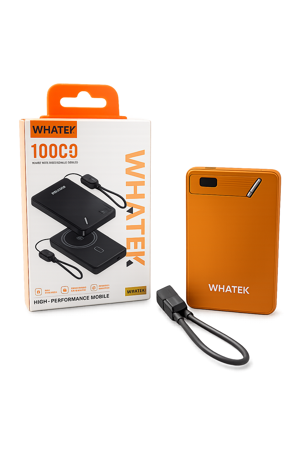 WP-103 Whatek 10000mAh Magnetic Power Bank With Cable (With Stand) | Orange