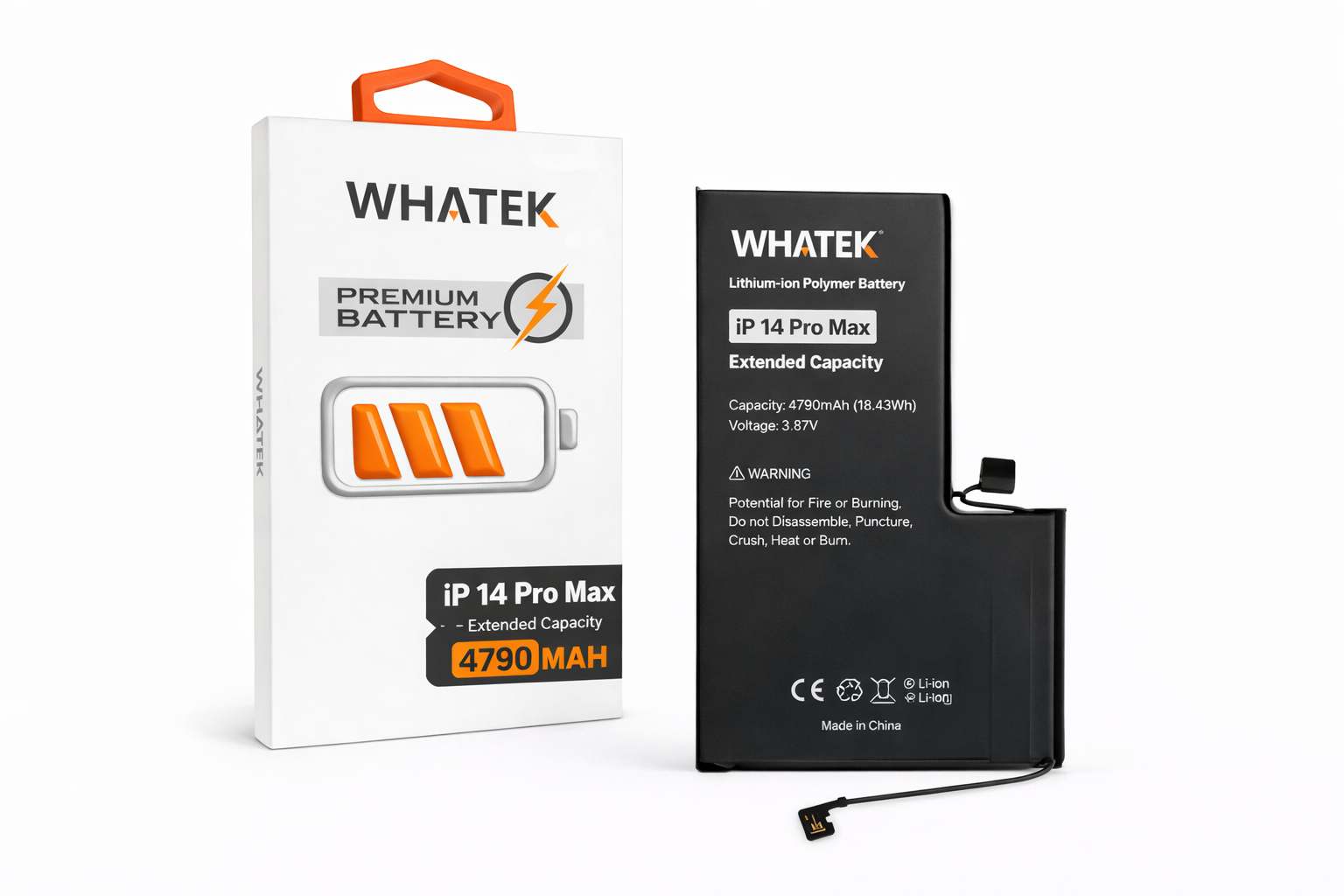 iPhone 14 Pro Max - Whatek Pro Series Extended Capacity Battery (4790mAh) Premium Quality