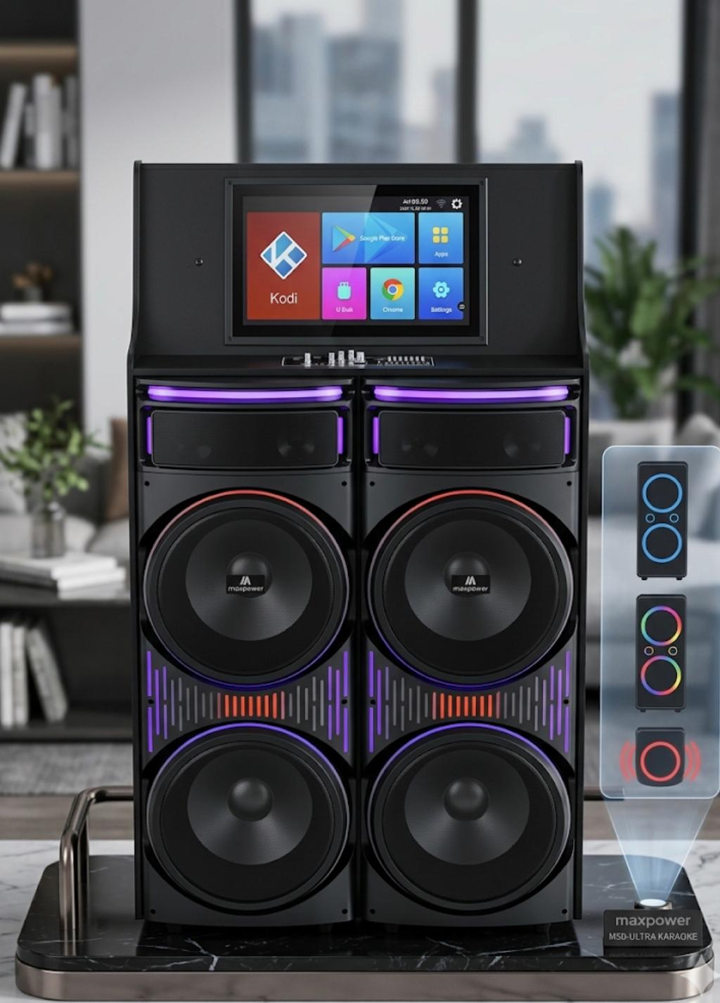 MAX POWER MPD1294TS BLUETOOTH SPEAKER 12x4 Karaoke System with 19 inch LCD Touch Screen