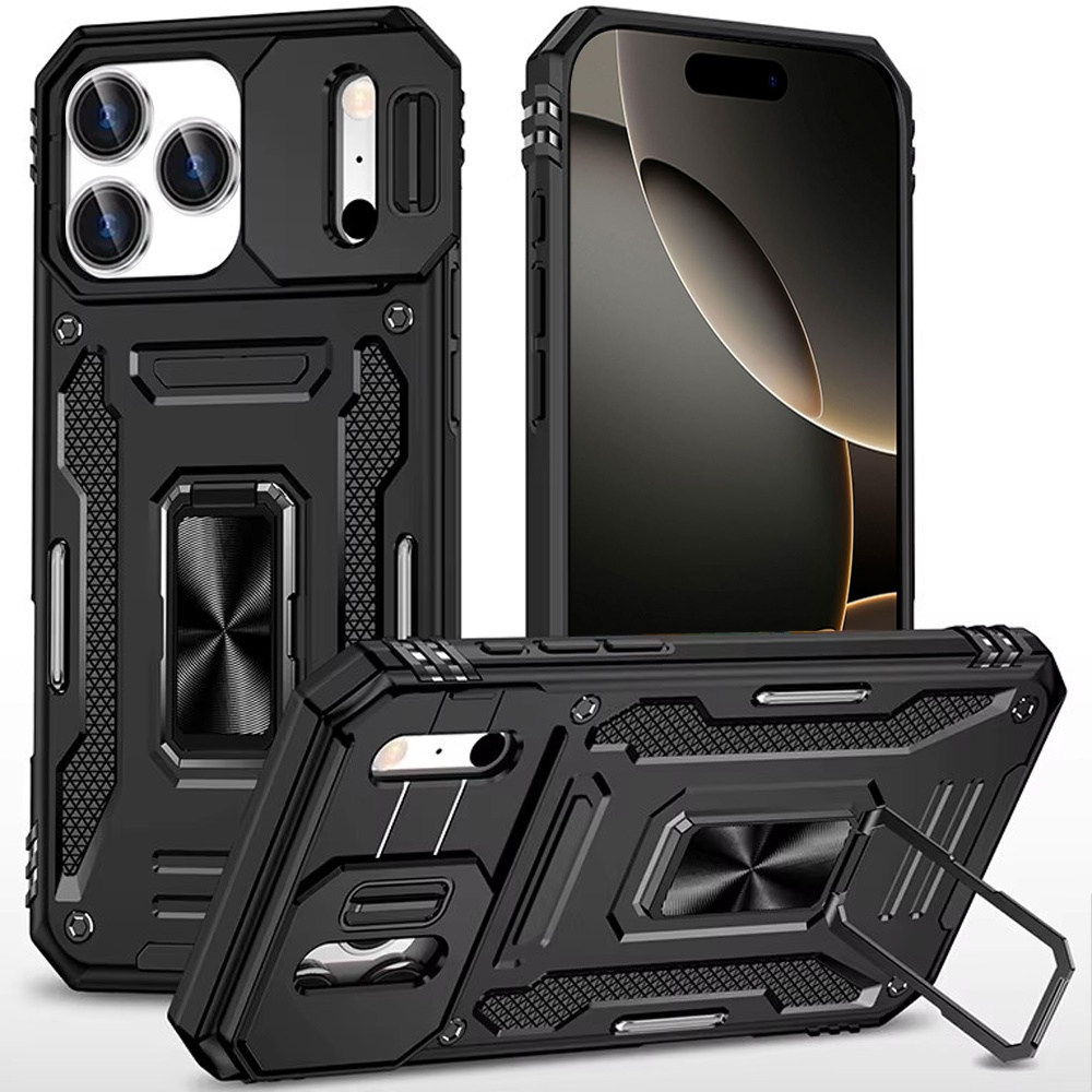 Google Pixel 10 Pro XL (Black) Kejiang Case With Camera Cover & Metal Ring