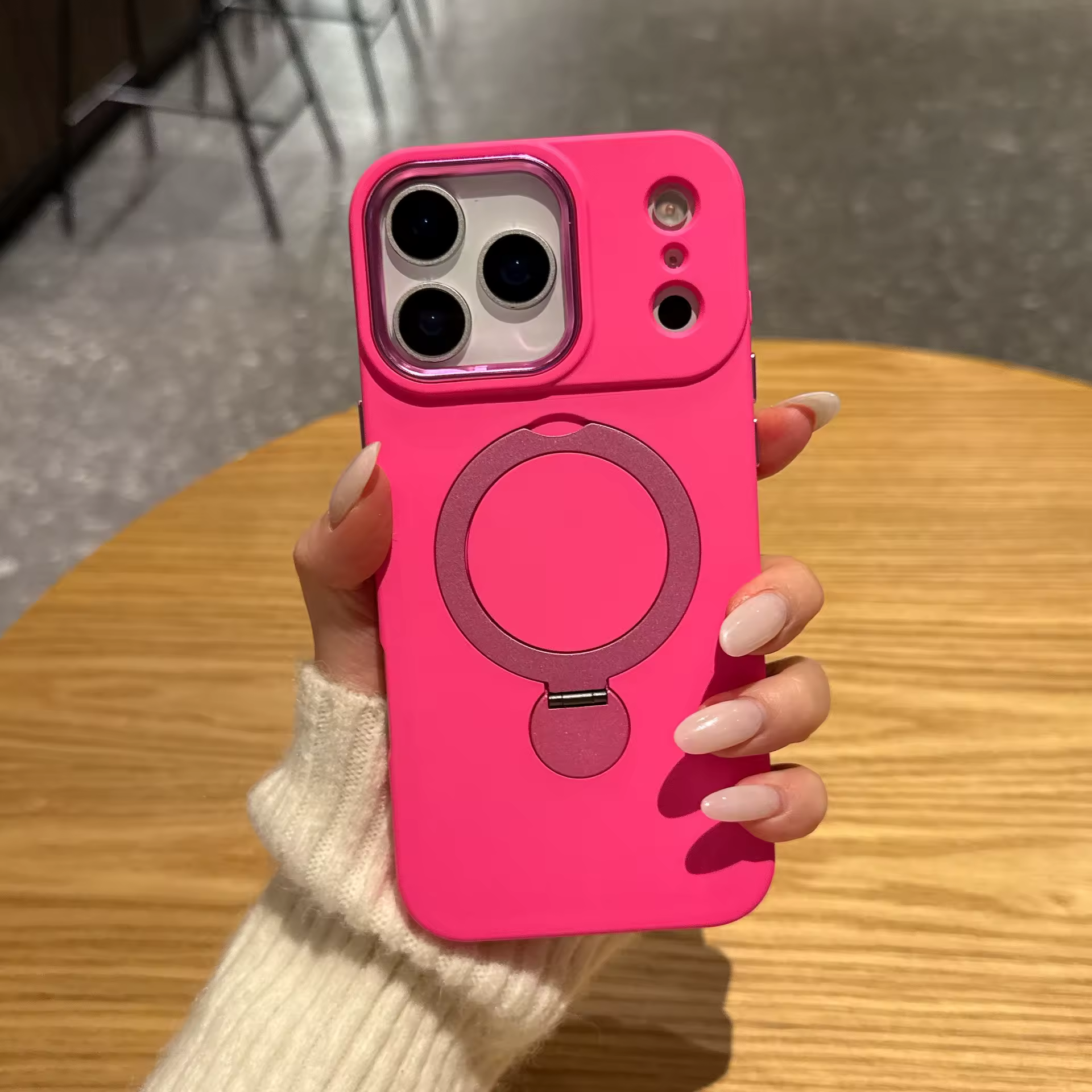 iPhone 14 Plus (Hot-Pink) Plain Liquid 360-MagStand Case