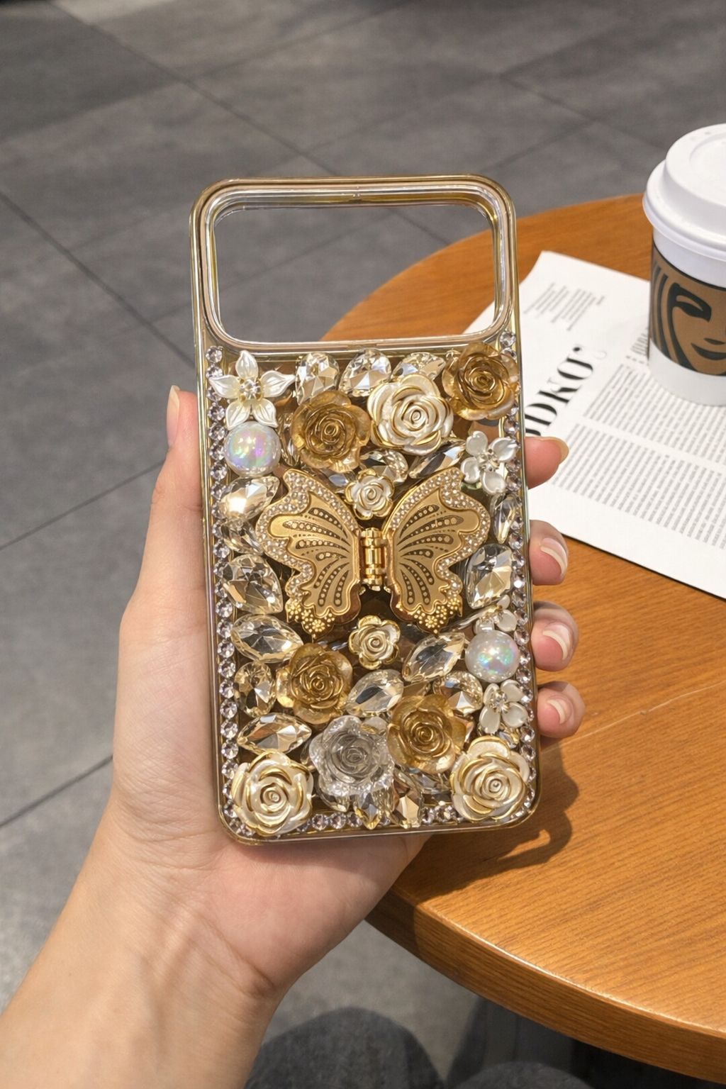 iPhone 11 Colorful Diamond Butterfly Case Gold