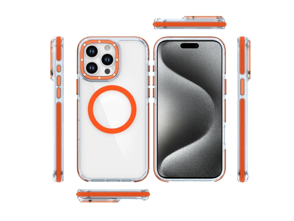 Samsung A15 5G  Clear Colored Metal-Bezel Case  Orange