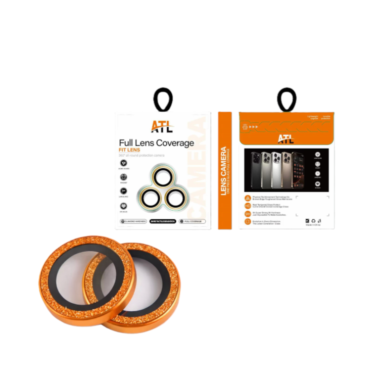 iPhone 17 Pro/17 Pro Max Atl Glitter Camera Lens With Retail Pack | Orange