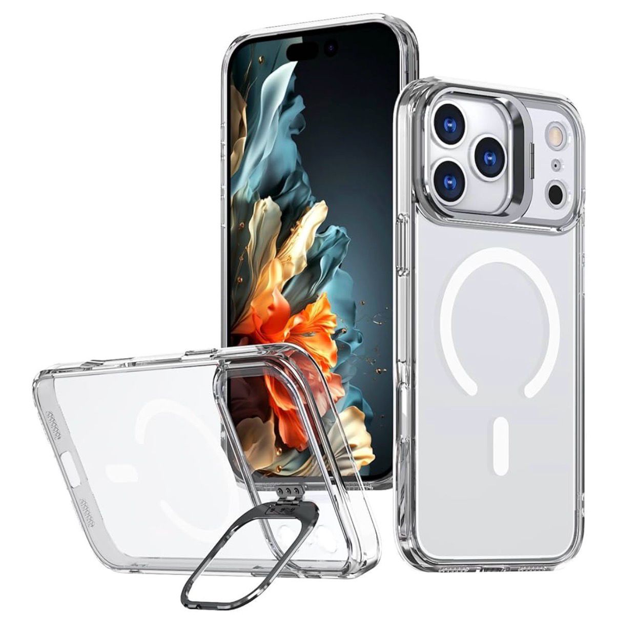 iPhone 16 Pro Max Matte Magnetic Case With Camera Kickstand | Clear